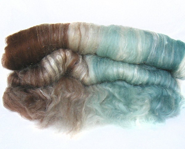 handcarded batt spinning fiber 3.3 oz