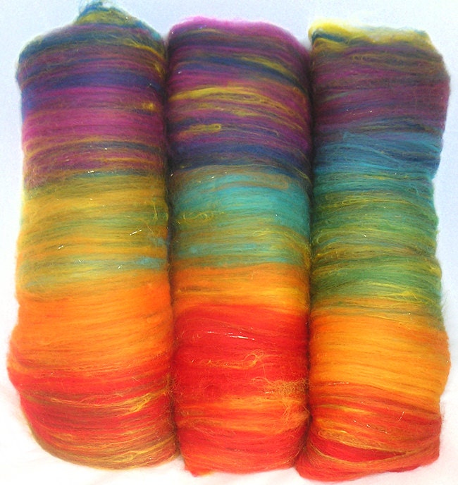 handcarded batt spinning fiber 4.2 oz