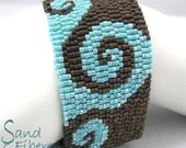 Fiddle Dee Dee in Bronze and Turquoise Peyote Cuff / Peyote Bracelet (3302) - A Sand Fibers Creation