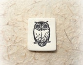 Whimsical Owl Pin (Brooch) - black and white - polymer clay jewelry