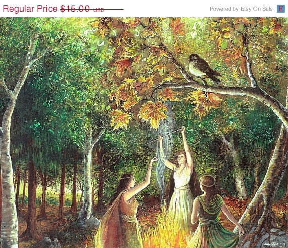 ON SALE The Coven - Samhain Pagan Witch Goddess Art 8x10 Print