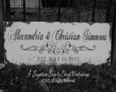 Custom Name Sign, Wedding Heirlooms, Personalized Cottage Sign, Cottage Decor, Wedding Sign, Scroll Design