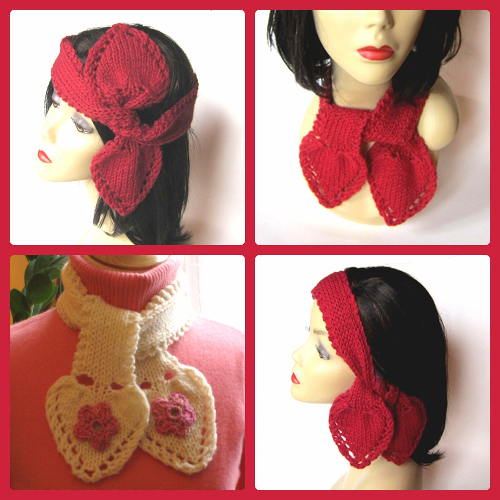 Quick Scarf Knitting Pattern - Here's My Heart Scarflett Headband - Instant Download