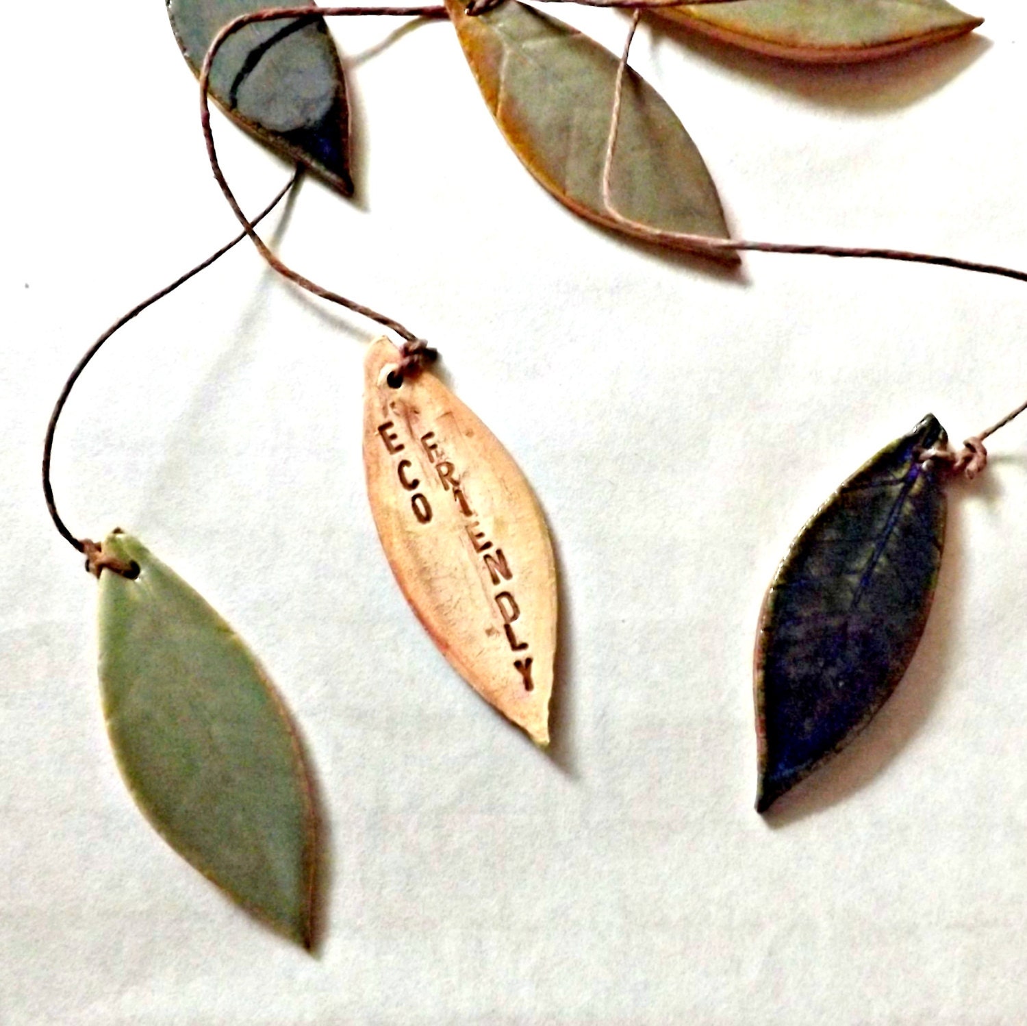 Eco Friendly Stoneware Leaf Chimes or Mobile - StudioByTheForest