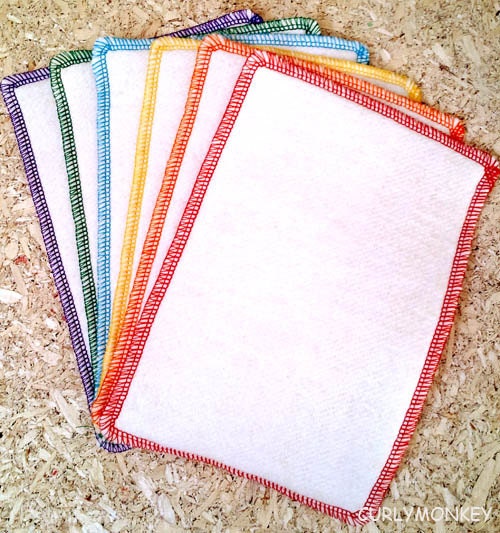 organic baby wipes, cloth diaper wipes: hemp fleece I 6 pk 2 ply Rainbow