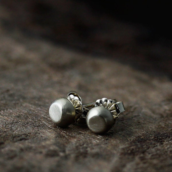 14k gold stud earrings, solid organic pebble earrings, eco friendly