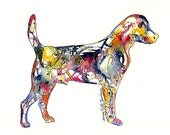 Silhouette Custom Pet Portrait Watercolor Painting 5 x 7 from your photos Unique Brushfolks Style Dog breed artwork