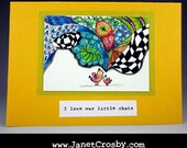 I Love Our LIttle Chats - Ink and Color Pencil Blank Greeting Card