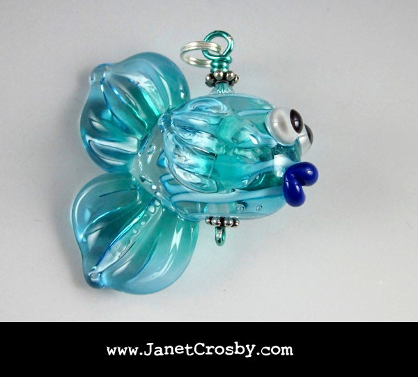 Cool Ripples - Glass Lampwork Fish Bead Pendant