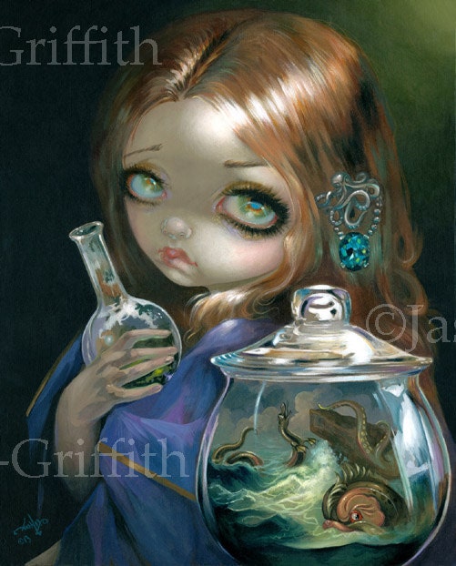 Microcosm: Sea Monsters alchemy ocean octopus fairy art print by Jasmine Becket-Griffith 12x16 BIG