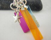 Fused Glass Pendant, Handmade Glass jewelry - Tropical Jingle