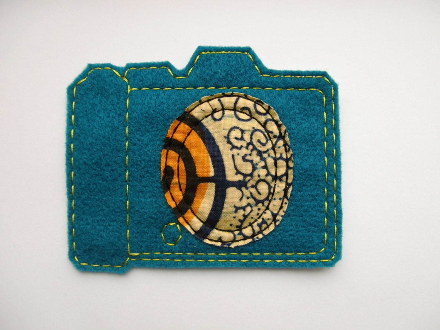 Iron On Patch Camera Applique with African Fabric Lens Cap