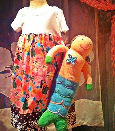Happy Honu Maui Hula girl Baby Doll Sundress 1 two or 3 years made in Hawaii Pink or Cream fabric