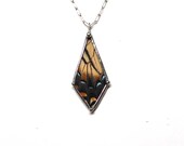 Real Butterfly Necklace: Yellow Tiger Swallowtail in Geometric Diamond Shape