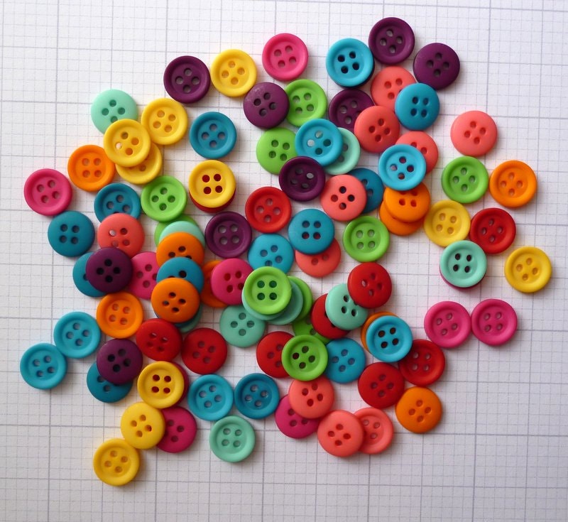 Teeny Tiny Buttons MIX BAG of 100 four hole