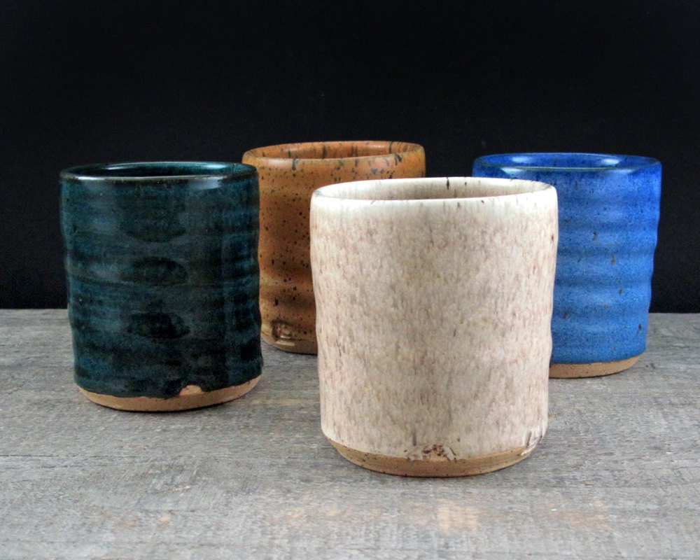 Sean and Grace's Tumblers - Ceramic Stoneware Cups - Multicolored - Earthy - Blues and Browns