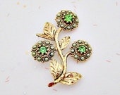 Faux Pearls and Crystals Vintage Large Flower Pin Brooch