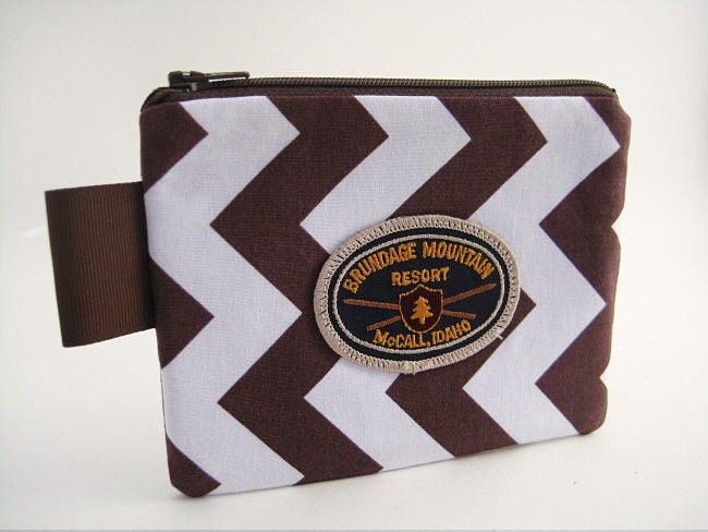 brown chevron idaho patch pouch