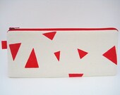 red triangles - flat pencil pouch
