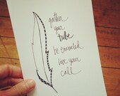 gather your tribe - 5x7 print - feather wisdom series - paint or color your own