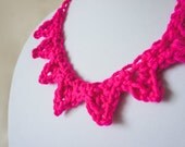 Spiked Crochet Necklace - Neon Fuchsia