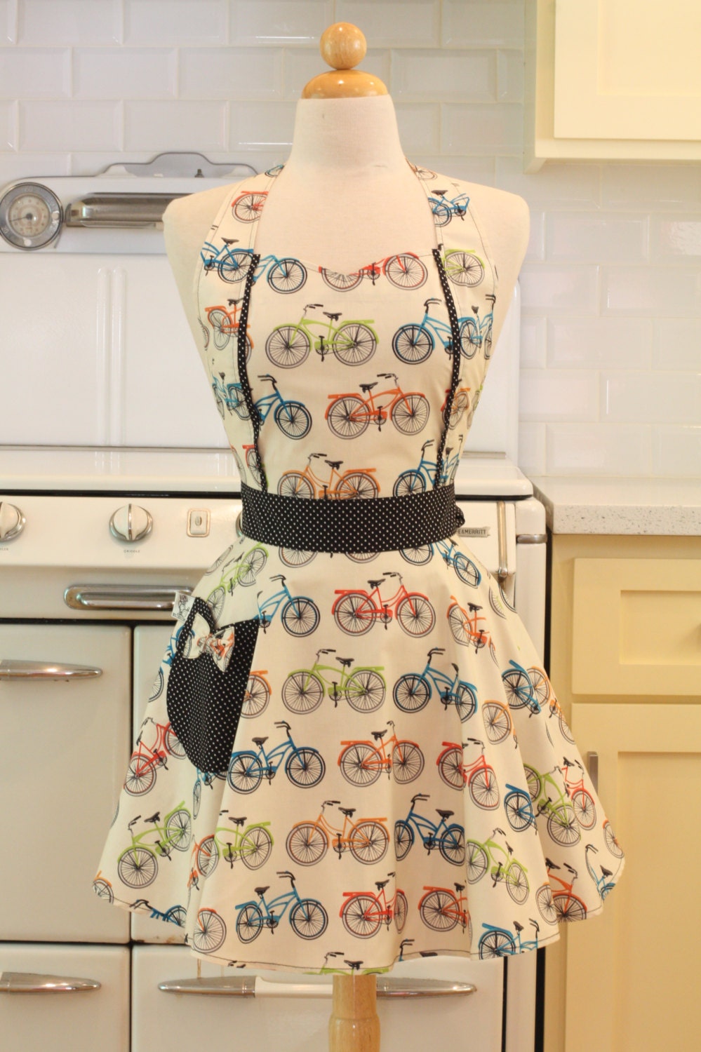 Retro Apron Vintage Bicycles MAGGIE Full Apron