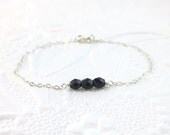 Geometric Black Bracelet with Sterling Silver