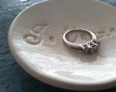 Mothers Day Gift Sale Ring Dish Je T'aime design in Classic White