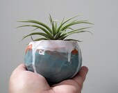 sea spray and white terracotta ceramic pinch pot planter