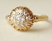 Antique Victorian Diamond Cluster Ring, 18k Gold Antique Diamond Engagement Ring Approx. Size US 6.25 / 6.5