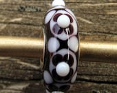Handmade Lampwork Black and White Big Hole Glass Bead  - Fits Most European Charm Bracelets Jewelry Charm