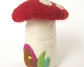 Felted Mushroom Fairy House - Needle Felt Spring and Easter decor - Waldorf