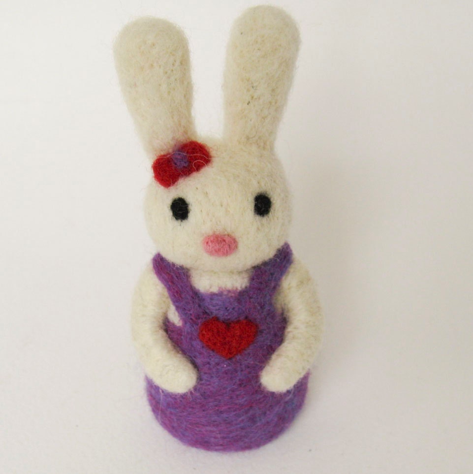 Needle Felt Bunny Girl - Waldorf Easter Decoration - Spring Decor