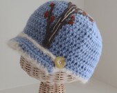 Wool brim hat - Garden tree - faded blue coloured