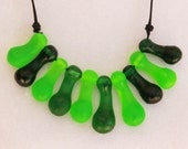 Shades of green barbell bead adjustable resin necklace