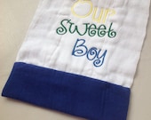 Baby Boys Burp Cloth - Yellow, Green and Blue writing OR place a Custom order