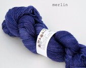 merlin - hand dyed lachesis bluefaced silk laceweight (in stock)
