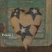 Primitive Burlap Heart Pillow - Americana - Cranberry Burgundy Navy Blue Stars - Patriotic - Shelf Sitter - Tuck