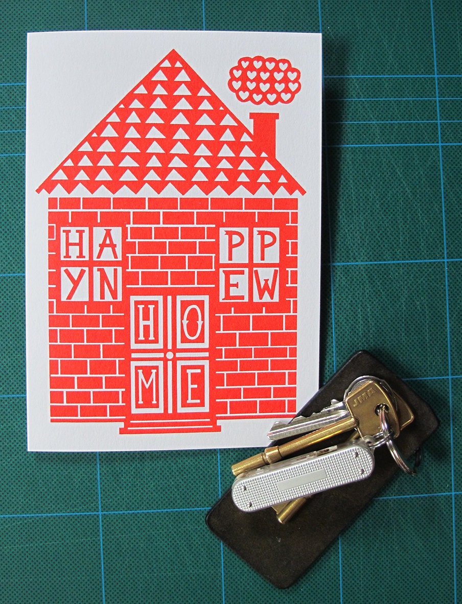 Happy New Home Hand Screen Printed Card