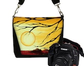 SALE Small Digital Slr Camera Bag Dslr Camera Bag Purse MINI Womens Camera Bag Case Madart moon tree red yellow (RTS)