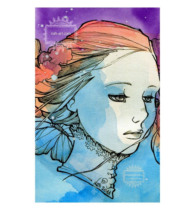 The Victorian Lady - Matted - Watercolor - Original painting by Natalia Pierandrei