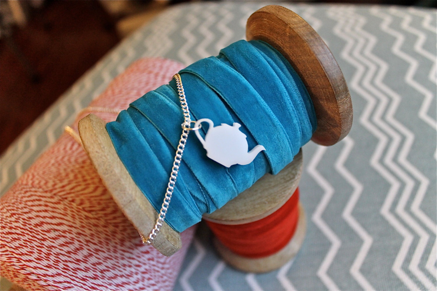 White Teapot Necklace