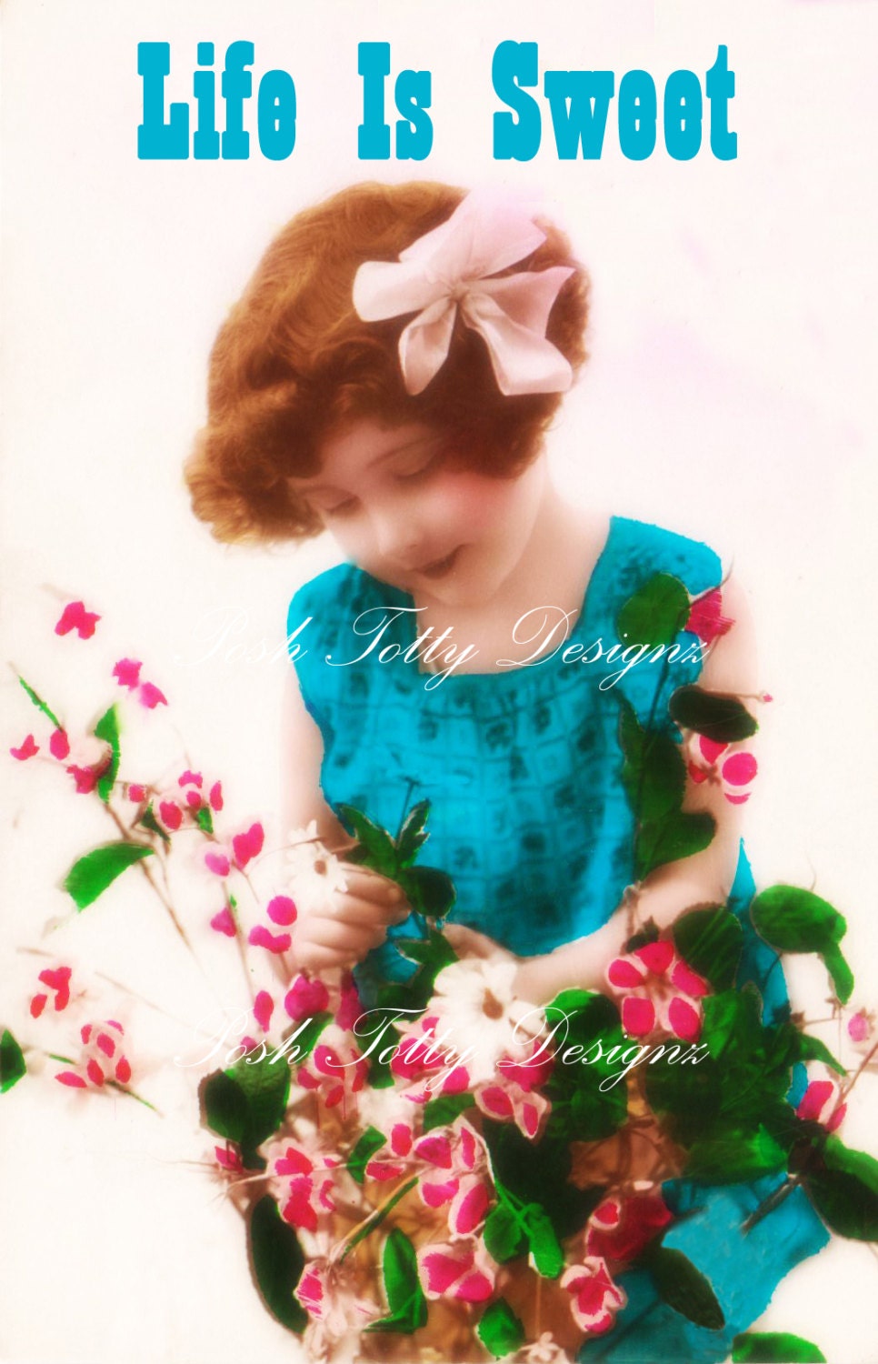 1920s Art Deco Life Is Sweet Vintage Postcard Digital Download Printable Images (PC29a)