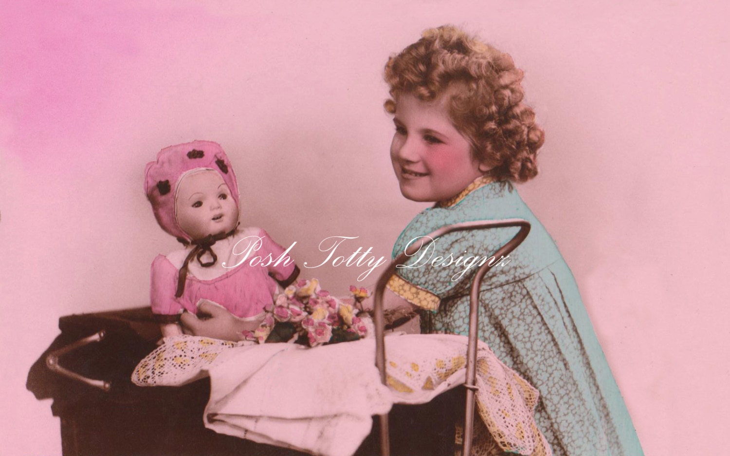 1920s Art Deco Me and Dolly Vintage Postcard Digital Download Printable Images (PC35a)