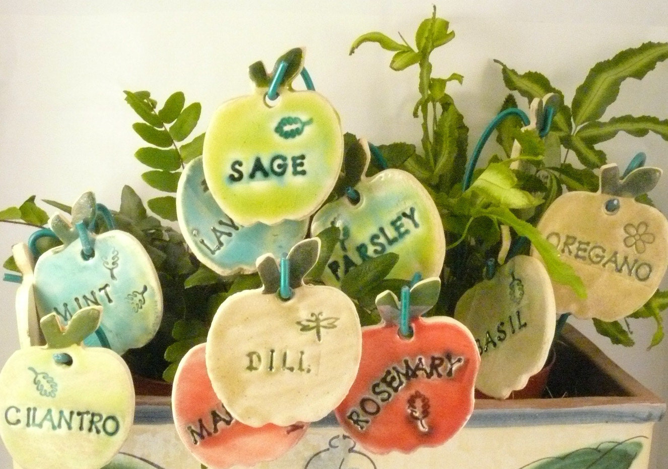 12 Herb Garden Plant Markers Ready2Ship / ceramic garden signs Father's Day Gift