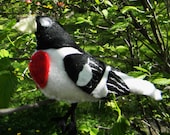 Rose Breasted Grosbeak Embroidered Felt Ornament Home Decor