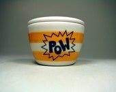 lidded bowl pow (striped natural/creamsicle).  Made to Order.