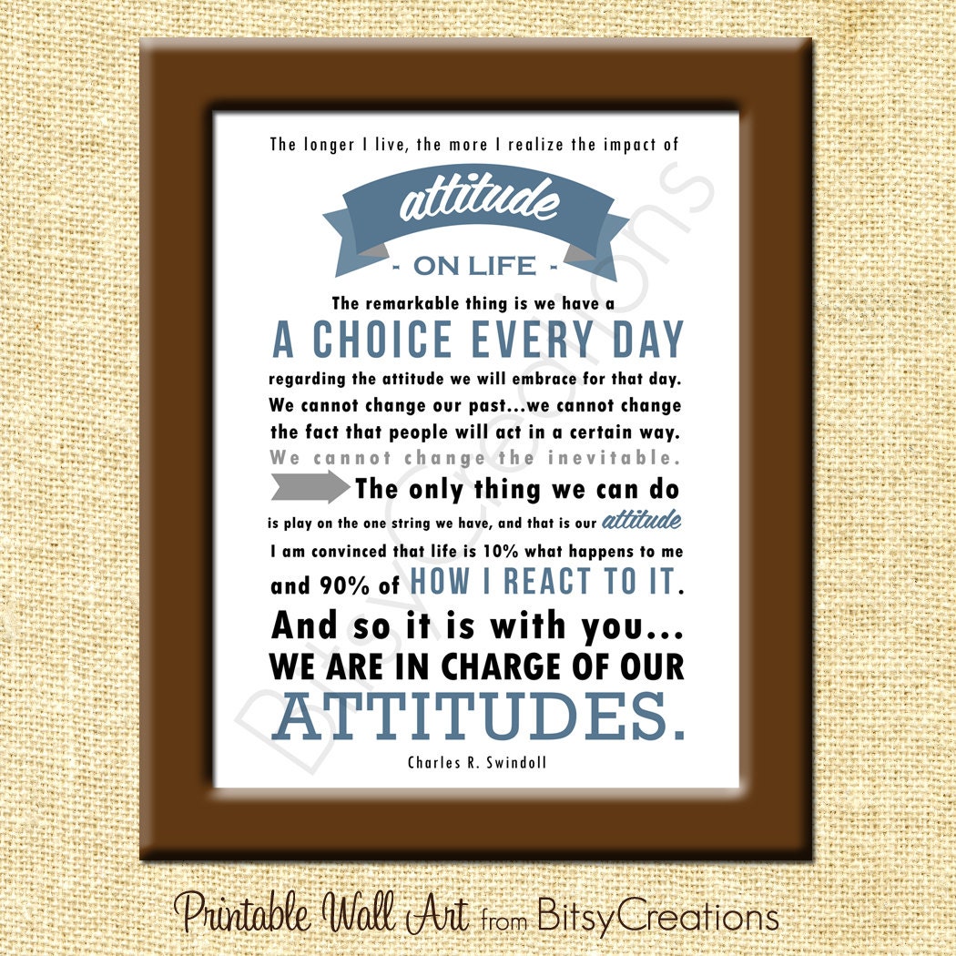 Attitude Printable Wall Art by BitsyCreations Quote from Charles Chuck Swindoll Instant Download