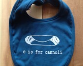 C is for Cannoli- Organic Baby Bib (Blue) - Italian, Italy