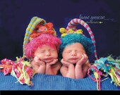 SALE NEW 1 Newborn FLoWER PoWer GiRl Baby Hat PHoTo PRoP Multicolor FuZZy BRiM FaT TaSSeL Stocking Cap PiCk CoLors Pink Orange Teal Aqua Li